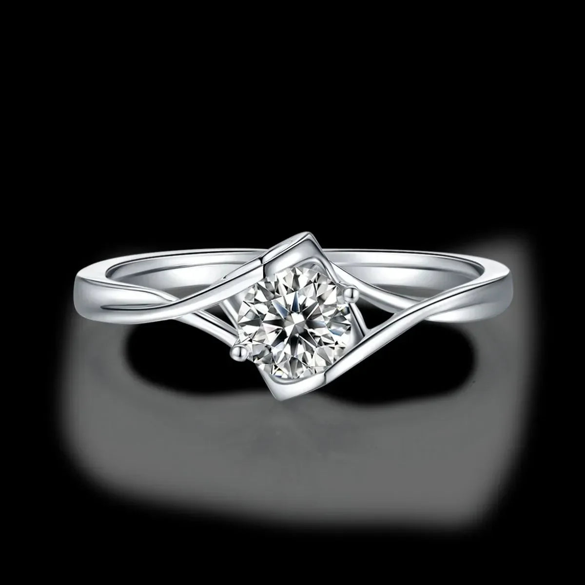 Moissanite Ring Giovanna - 0.5 Carat Pink Sparkle In Silver Women's Ring Velanci