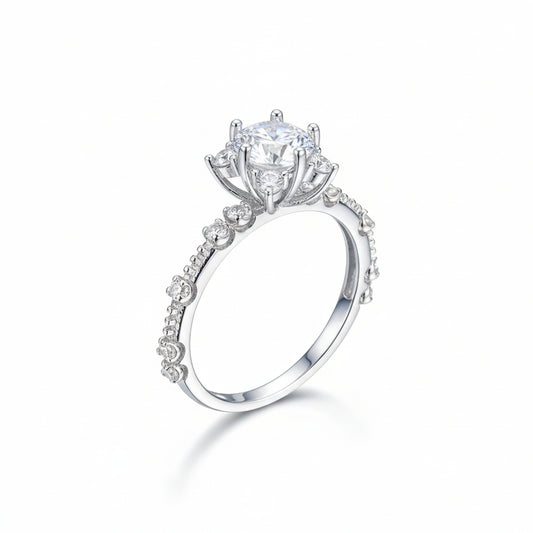 One Carat Moissanite Ring Giulia - Six-Prong Rose Gold Women's Ring Velanci