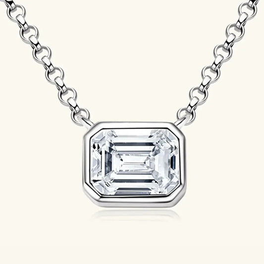Moissanite Pendant Necklace - 1 Carat Sterling Silver Velanci