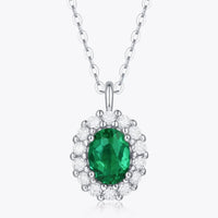 Emerald Necklace - 1.5ct Lab-Grown Halo Zircon Silver Velanci