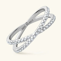 Moissanite Ring Bianca - Crisscross Sterling Silver Shine Women's Ring Velanci