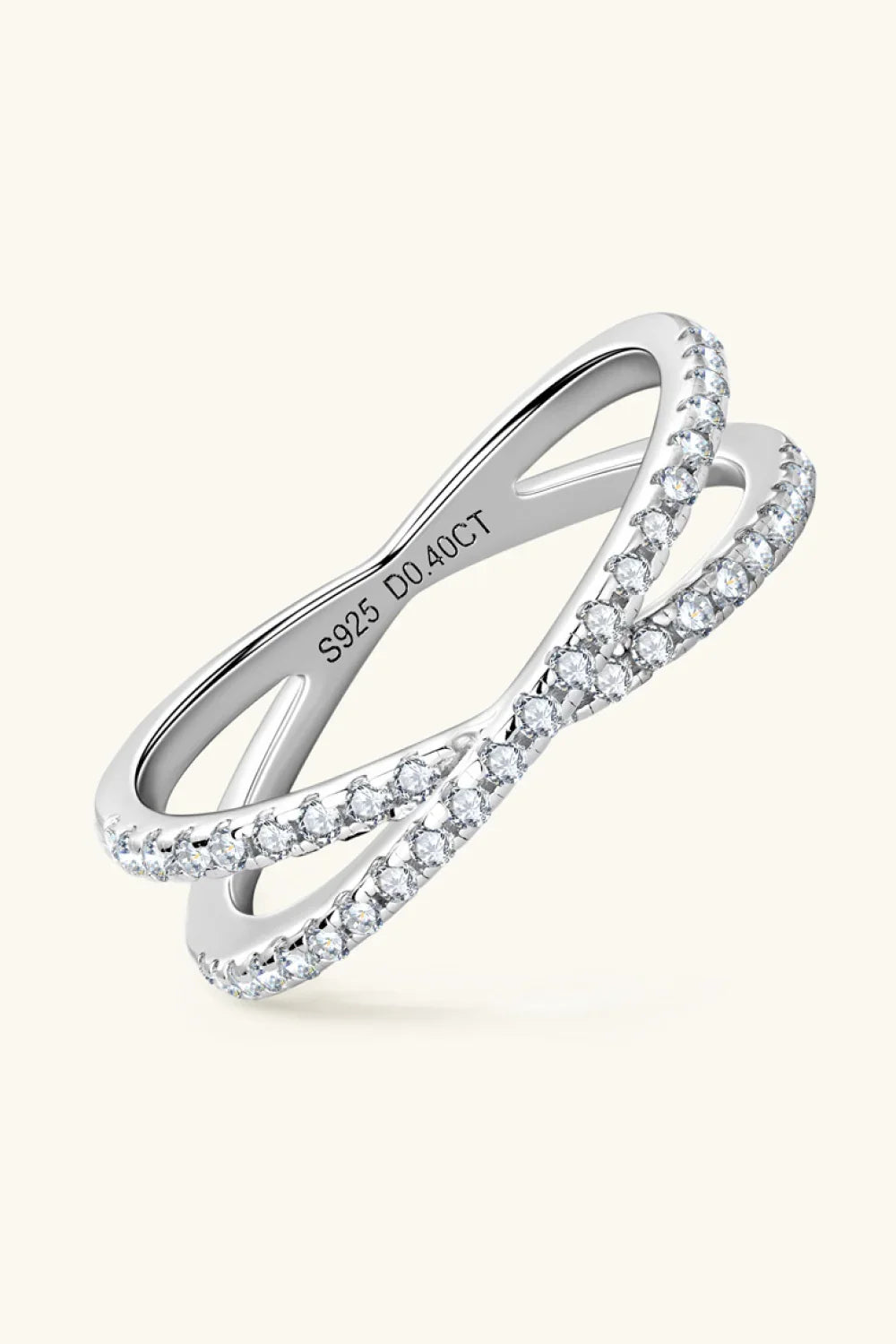 Moissanite Ring Bianca - Crisscross Sterling Silver Shine Women's Ring Velanci