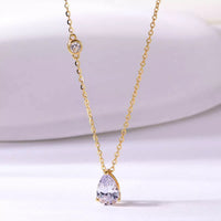 1.25 Carat Moissanite Teardrop Necklace - Sterling Silver Velanci