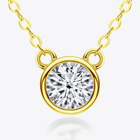 Moissanite 1Ct Pendant Necklace - Bezel Set Sterling Silver Velanci