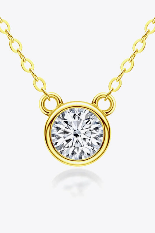 Moissanite 1Ct Pendant Necklace - Bezel Set Sterling Silver Velanci