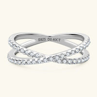 Moissanite Ring Bianca - Crisscross Sterling Silver Shine Women's Ring Velanci