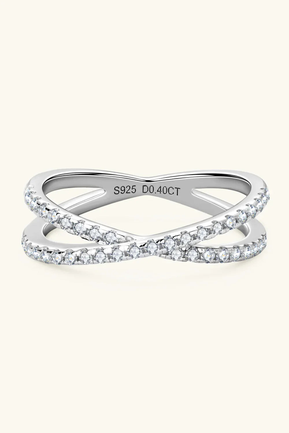 Moissanite Ring Bianca - Crisscross Sterling Silver Shine Women's Ring Velanci