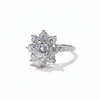 1 Carat Moissanite Flower Ring Sofia - Petal Halo Shine Women's Ring Velanci
