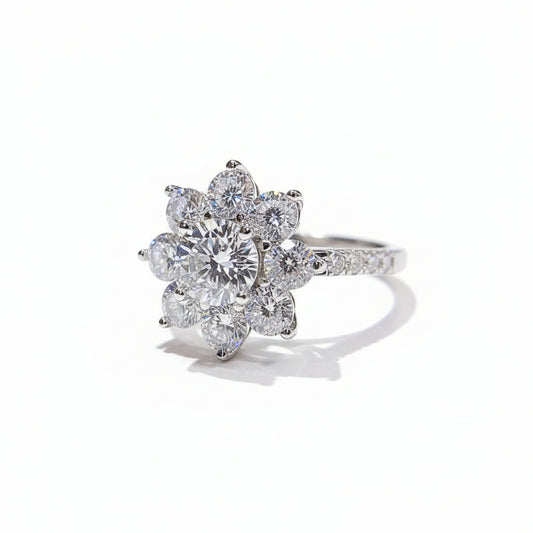 1 Carat Moissanite Flower Ring Sofia - Petal Halo Shine Women's Ring Velanci