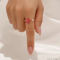 Flower Ring Elena - 18K Gold Plated Zircon Bloom Ring Velanci