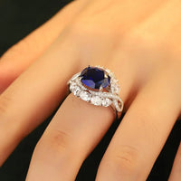 Ring Francesca - 5 Carat Lab-Grown Sapphire, Pt-Plated Women's Ring Velanci