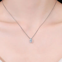 Moissanite Necklace - 1 Carat Rhodium Plated Silver Velanci