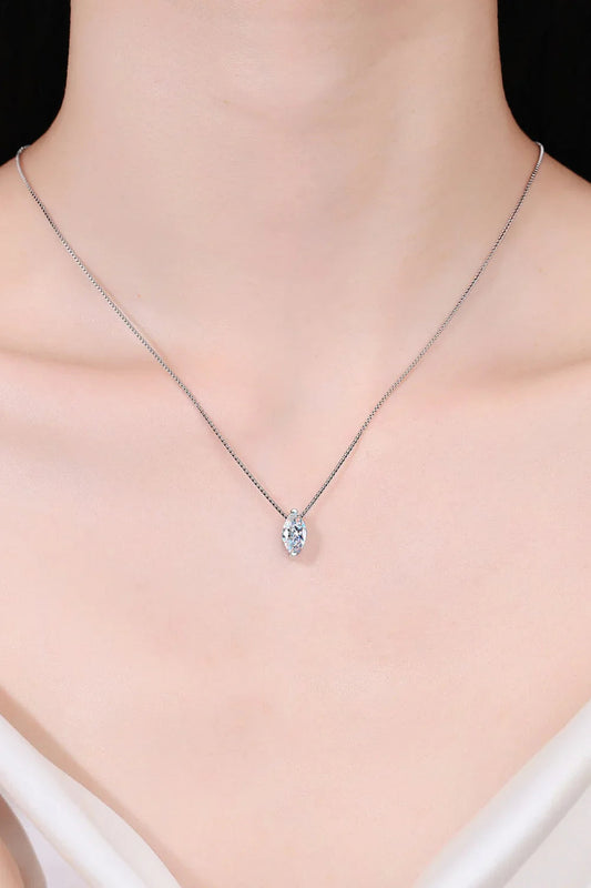Moissanite Necklace - 1 Carat Rhodium Plated Silver Velanci