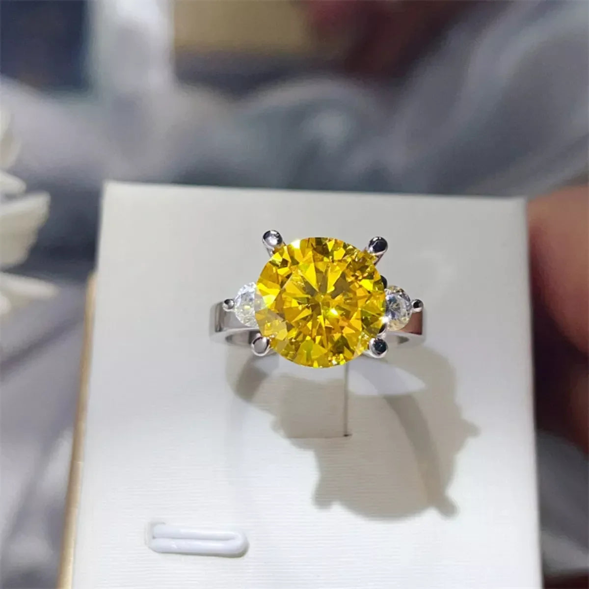 Moissanite Ring Chiara - 5 Ct Yellow Sparkle Shine Brilliant Women's Ring Velanci