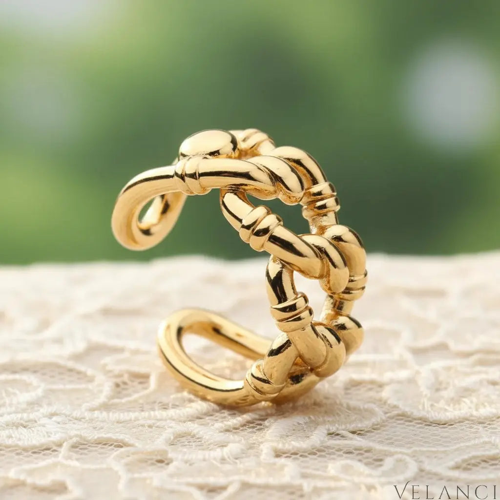 Open Ring Giulia - Adjustable 18K Gold-Plated Chain Link Women's Ring Velanci