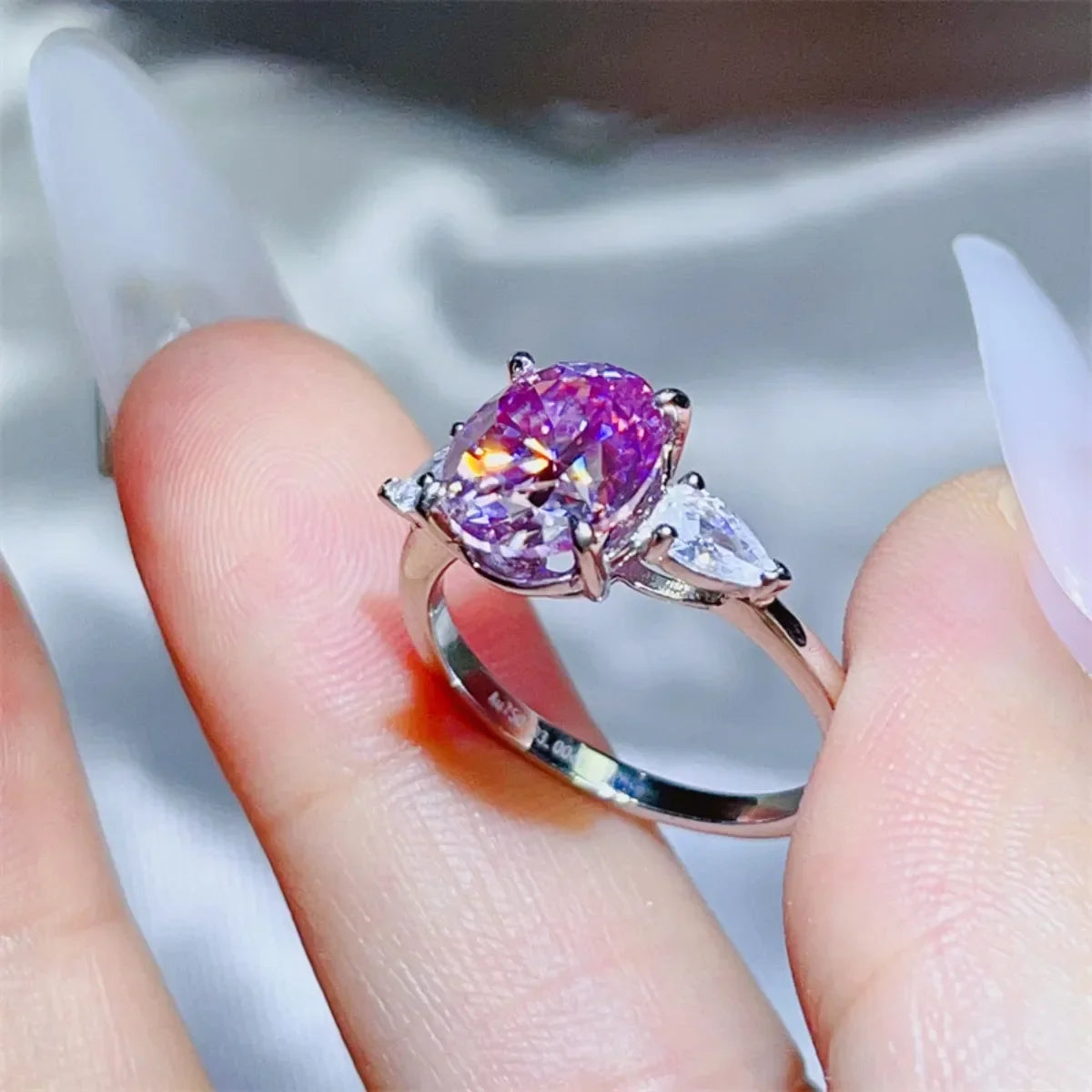 Moissanite Ring Sofia - 3 Carat Sterling Silver Sparkle Women's Ring Velanci