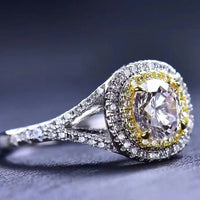 Two-Tone 1Ct Moissanite Ring Giulia - Halo Brilliance Women's Ring Velanci