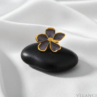 Flower Open Ring Chiara - Resin Inlay Gleaming Gold Women's Ring Velanci