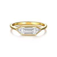 Moissanite Ring Alessia - Emerald-Cut Moissanite Gold-Plated Women's Ring Velanci