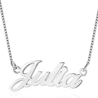 Sterling Silver Name Necklace Giulia - Custom Script Pendant on 16-18in Chain Velanci