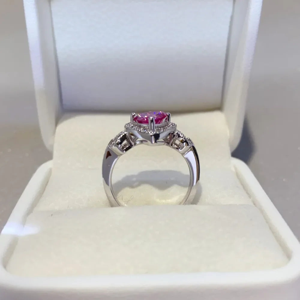 Ring Giulia - 1 Carat Moissanite Halo, Sterling Silver Women's Ring Velanci