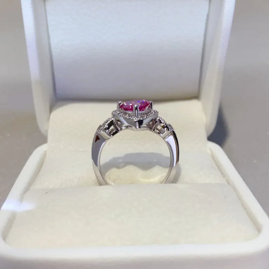 Ring Giulia - 1 Carat Moissanite Halo, Sterling Silver Women's Ring Velanci