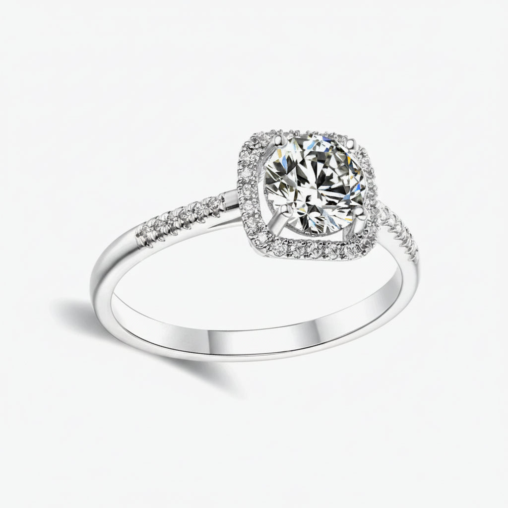 Ring Giovanna - 1 Carat Moissanite Gleaming Halo Sparkle Women's Ring Velanci