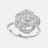 Moissanite Ring Valentina - Floral Sparkle Sterling Women's Ring Velanci