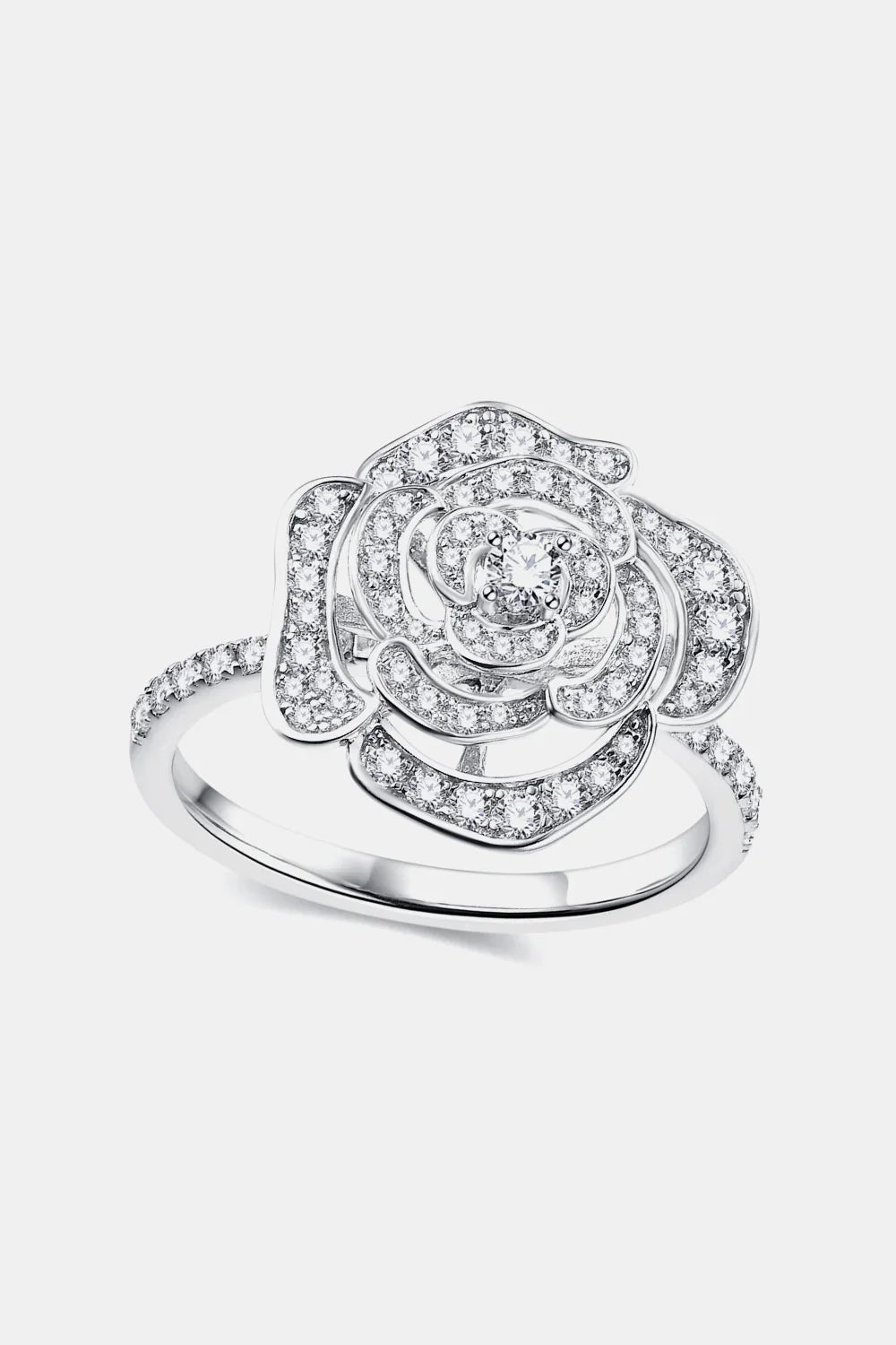 Moissanite Ring Valentina - Floral Sparkle Sterling Women's Ring Velanci