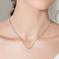 Sterling Silver Inlaid Moissanite Necklace - Everyday Wear Velanci