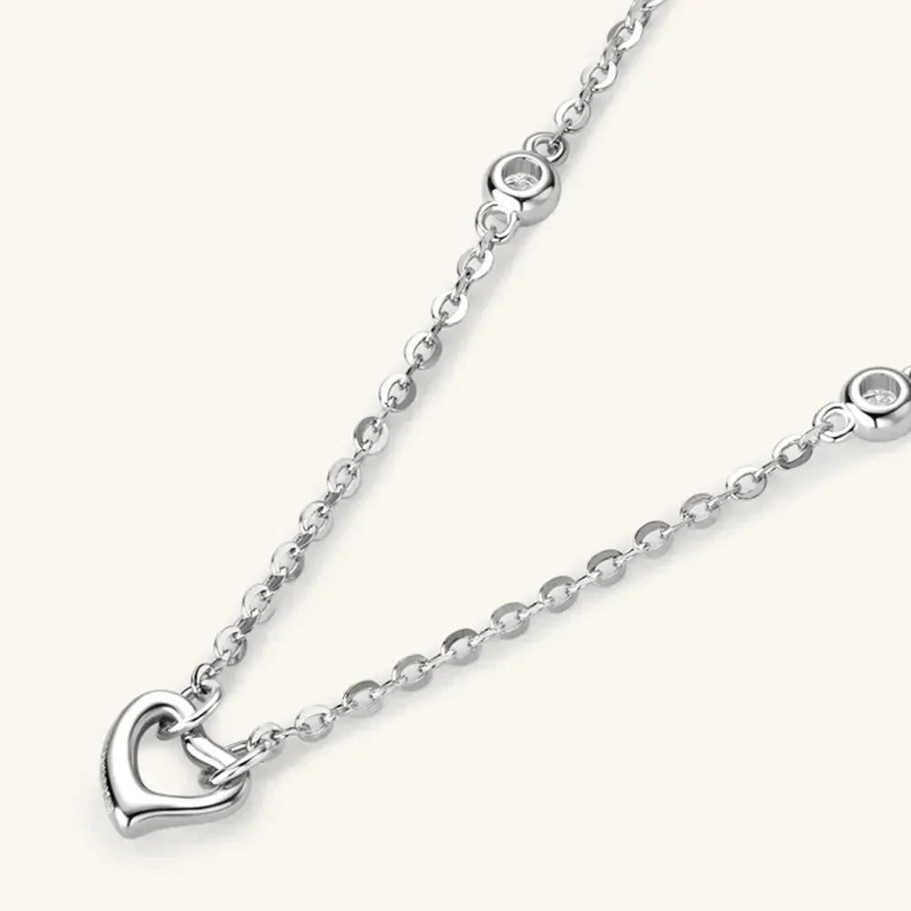 Moissanite Heart Necklace - Rose Gold Plated Silver Velanci
