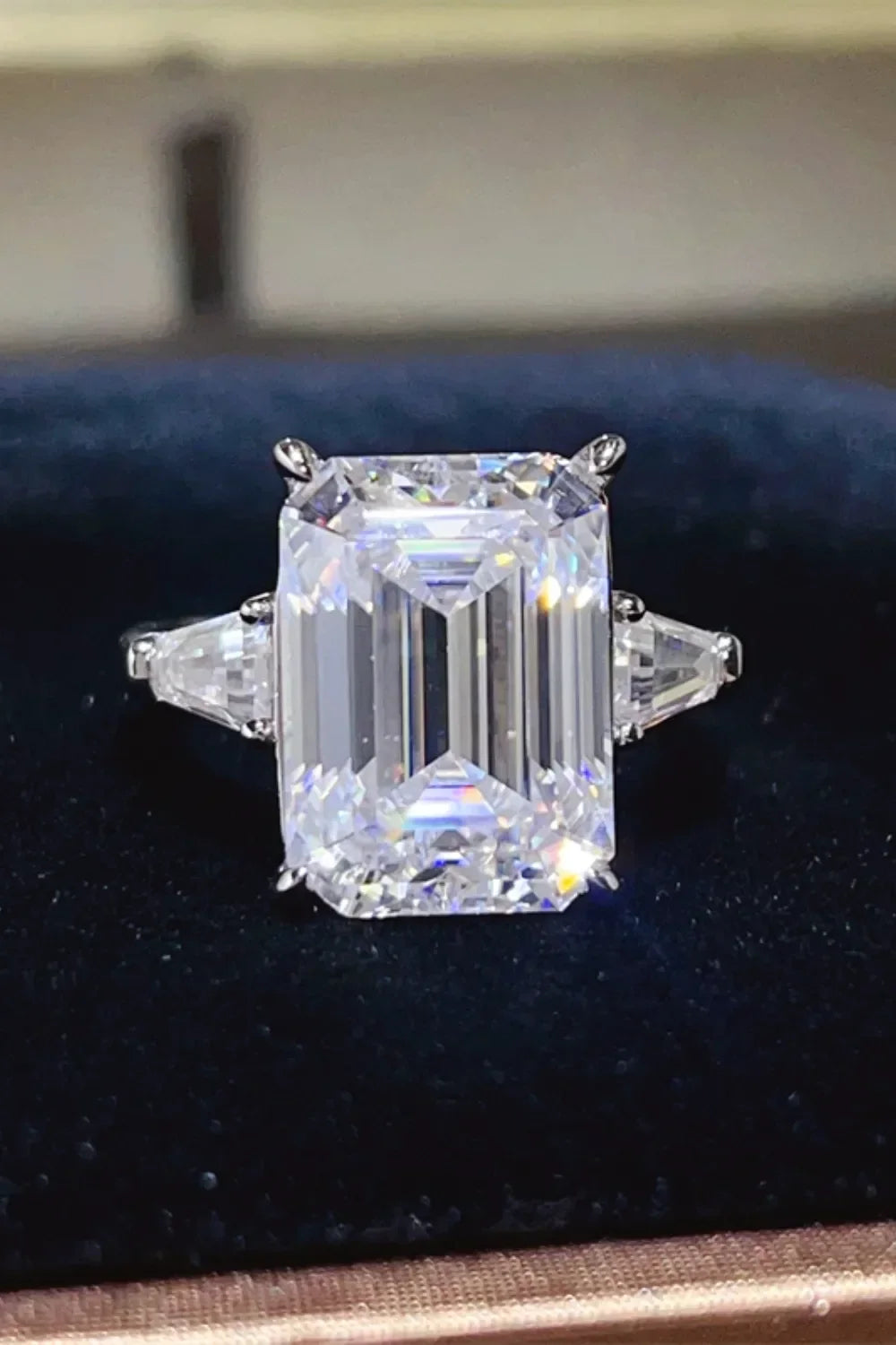 Moissanite Ring Alessia - Bold 10 Carat Silver Shine Halo Women's Ring Velanci