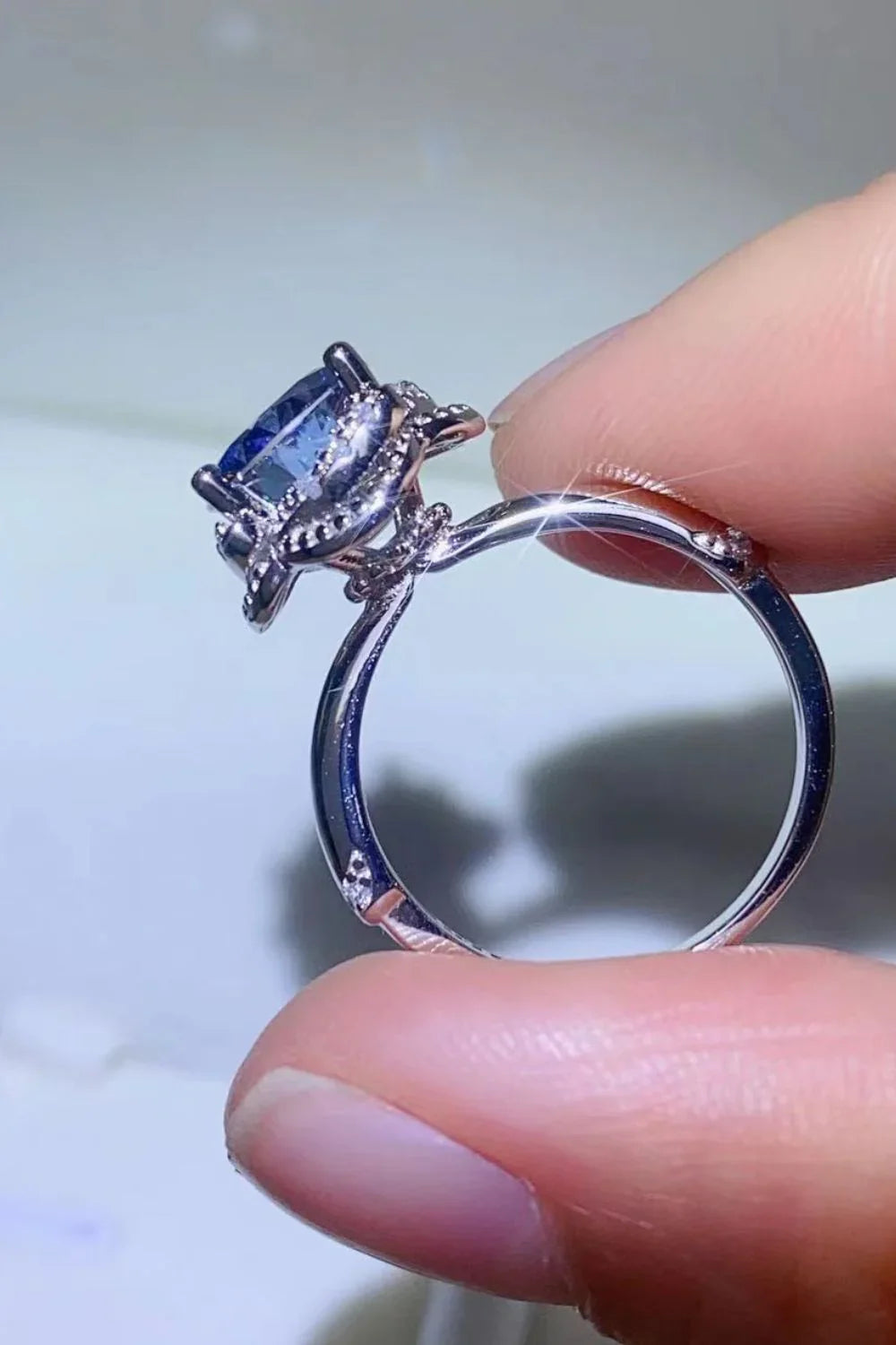 Ring Giulia - 2 Carat Moissanite Center, Sterling Silver Women's Ring Velanci