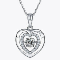 Moissanite Heart Pendant Necklace - Sterling Silver Velanci
