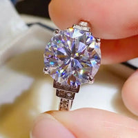 Ring Giulia - 5 Carat Moissanite Sterling Silver Band Women's Ring Velanci