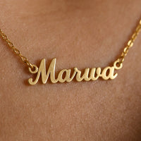 Personalized Custom Name Necklace - Engraved 18K Gold Stainless Steel Velanci