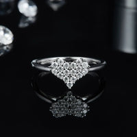 Moissanite Sterling Silver Heart Ring Sofia - 0.33ct Women's Ring Velanci