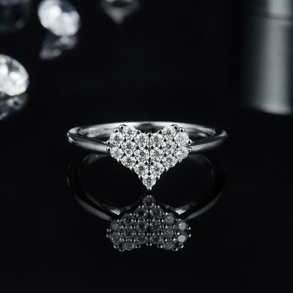Moissanite Sterling Silver Heart Ring Sofia - 0.33ct Women's Ring Velanci
