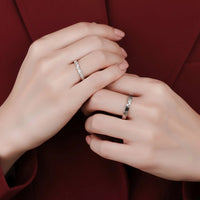 Moissanite Minimalist Rhodium Ring Alessia - Subtle Sparkle Velanci