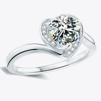 Platinum-Plated 1Ct Moissanite Heart Ring Lucia - Coastal Women's Ring Velanci