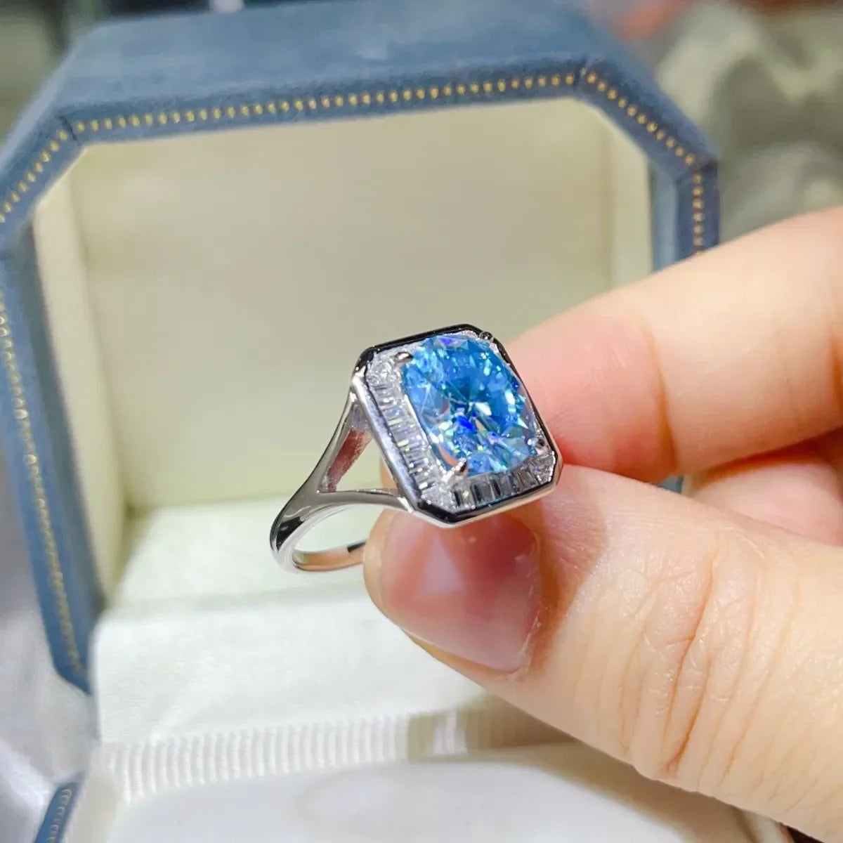 3 Carat Moissanite Square Ring Elena - Coastal Shine Women's Ring Velanci