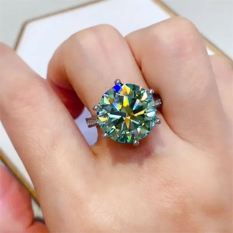 Ring Elena - 10ct Moissanite Platinum-Plated Sterling Silver Women's Ring Velanci