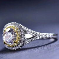 Two-Tone 1Ct Moissanite Ring Giulia - Halo Brilliance Women's Ring Velanci
