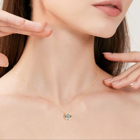 1ct Moissanite Necklace - Rose Gold Plated Silver Sparkle Velanci