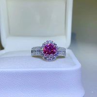 Ring Francesca - Sterling Silver Halo Moissanite Center Women's Ring Velanci