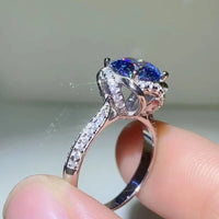 Ring Giulia - 2 Carat Cobalt Blue Moissanite SterlingSilver Women's Ring Velanci