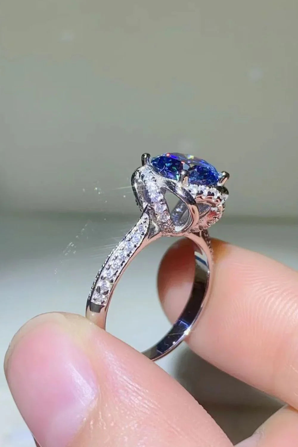 Ring Giulia - 2 Carat Cobalt Blue Moissanite SterlingSilver Women's Ring Velanci