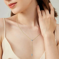 VVS1 Moissanite Y-Drop Necklace - 18K Gold-Plated Silver Velanci