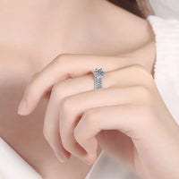 Moissanite Sterling Silver Ring Set Giovanna - Coastal Shine Women's Ring Velanci