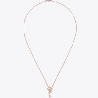 Two-Tone Silver Flower Pendant Necklace - Moissanite Velanci